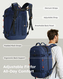 Tolaccea Expandable Carry-On Travel Backpack 40L–50L with TSA-Friendly Design and Laptop Compartment