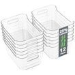 12-Pack Clear Storage Organizer Bins with Handles – Large BPA-Free Pantry & Home Organization Containers