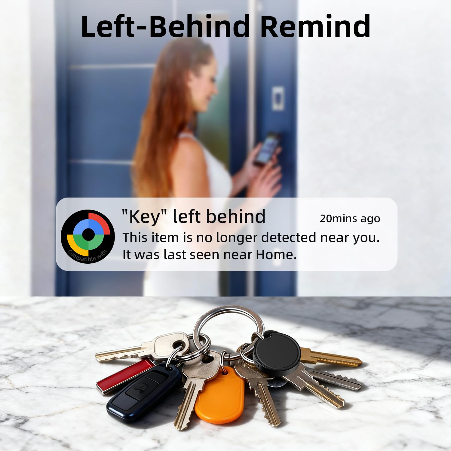 Android Bluetooth Smart Tracker Tag, Find Hub Compatible Item Locator with 100dB Alarm and Replaceable Battery