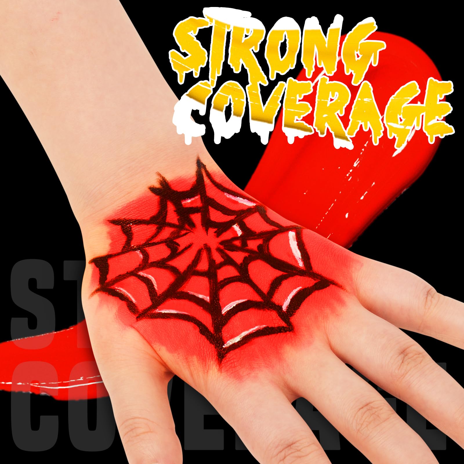 Black White Red Face Paint Kit – Professional Body & SFX Makeup for Halloween, Cosplay & Stage Performances