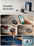 NexusLab Bluetooth Fingerprint Smart Padlock with Tuya App Control, IP67 Waterproof Biometric Lock for Gym, Travel & Outdoor Security