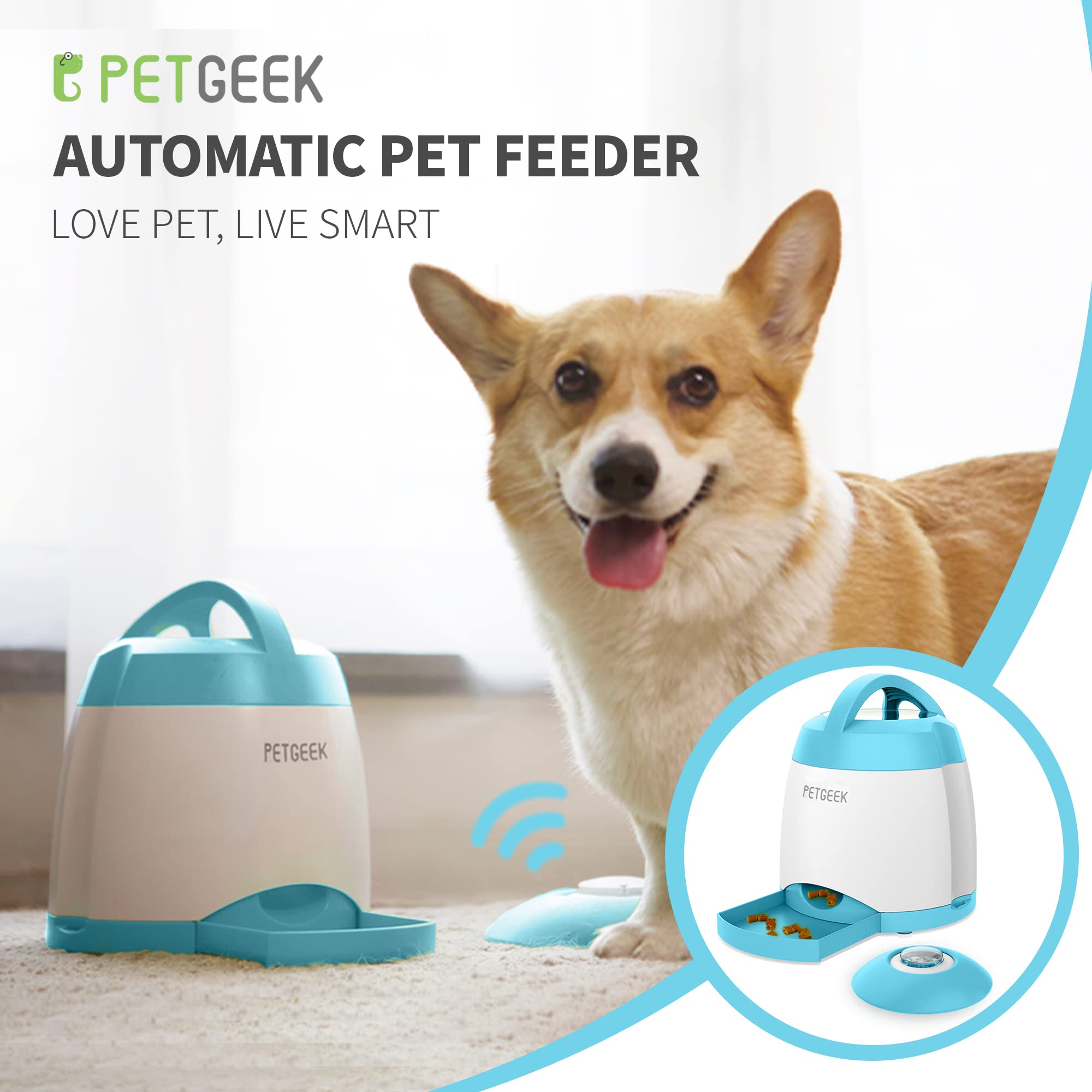 Interactive Automatic Dog Treat Dispenser Toy with Remote Control, Food Release Button, and IQ Training Puzzle Feeder for Mental Stimulation