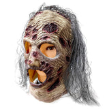 Grey Realistic Zombie Mask – Latex Horror Mask with Purple Hair & Open-Mouth Design 🧟‍♂️💀