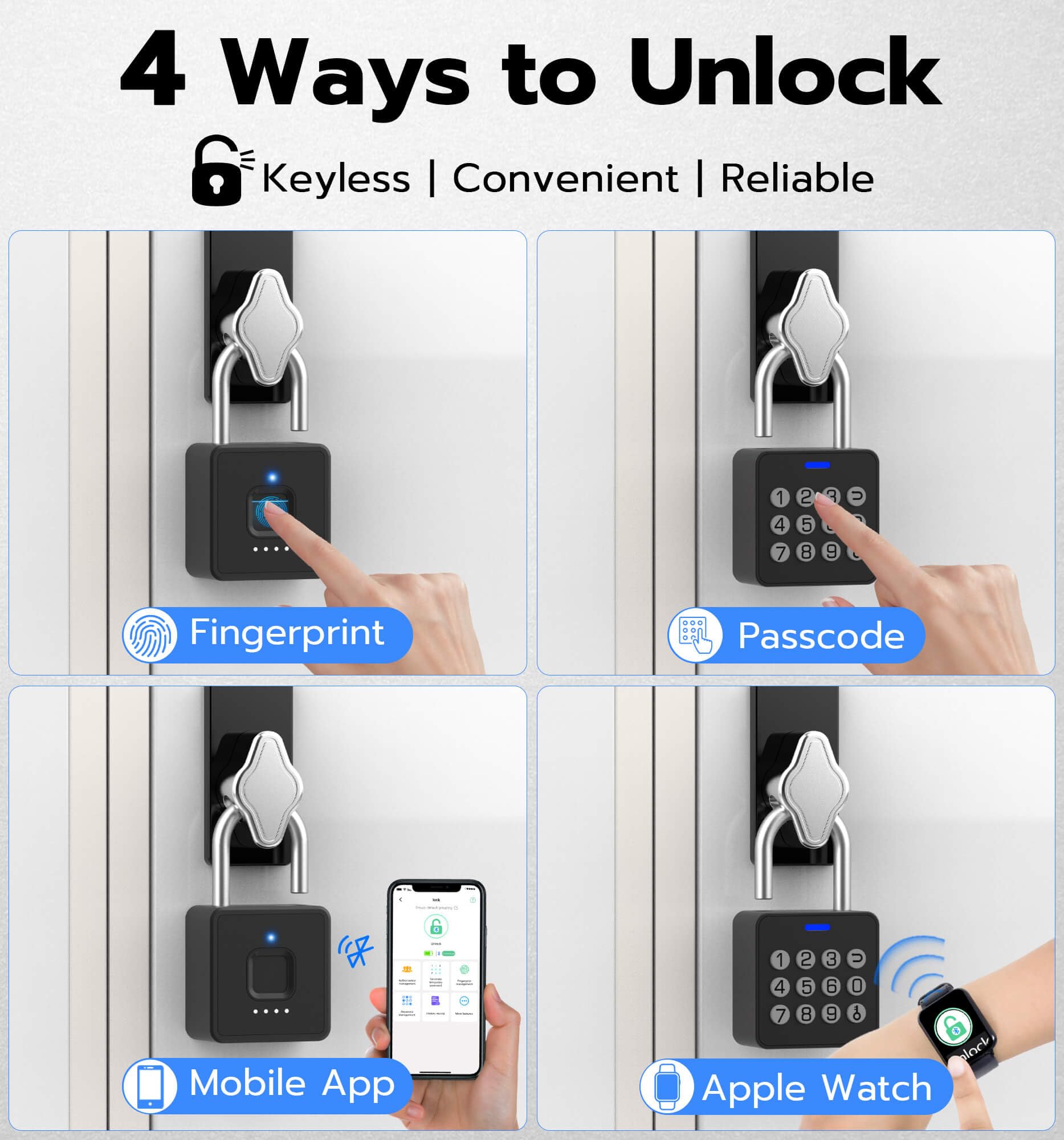 Smart Fingerprint & Passcode Padlock with App Control, USB-C Rechargeable Waterproof Security Lock for Gym, Luggage & Storage