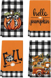 Halloween Dish Towels Set of 4 – Buffalo Plaid Kitchen Towels by Artoid Mode (18x26”)
