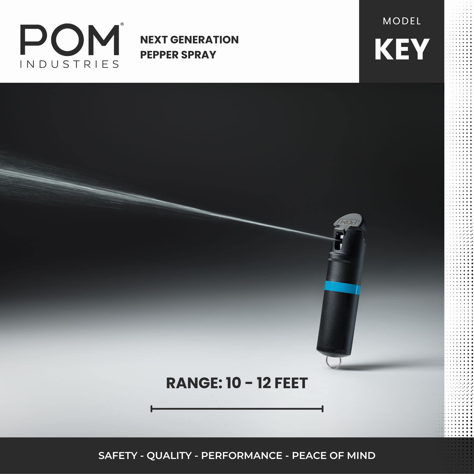 POM Premium Pepper Spray Keychain – Quick-Release OC Defense with UV Dye & Flip-Top Safety (Black Pink)