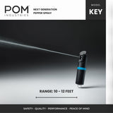 POM Premium Pepper Spray Keychain – Quick-Release OC Defense with UV Dye & Flip-Top Safety (Black Pink)
