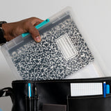 IRIS USA 6 Qt Clear Storage Bins with Lids (4-Pack) – Stackable Plastic Containers for Paper, Crafts & Office Organization