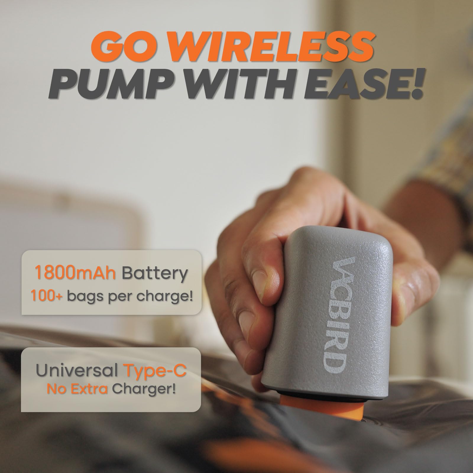 Portable Wireless Vacuum Pump with Storage Bags – Rechargeable Travel Compression System for Clothes & Luggage Space Saving