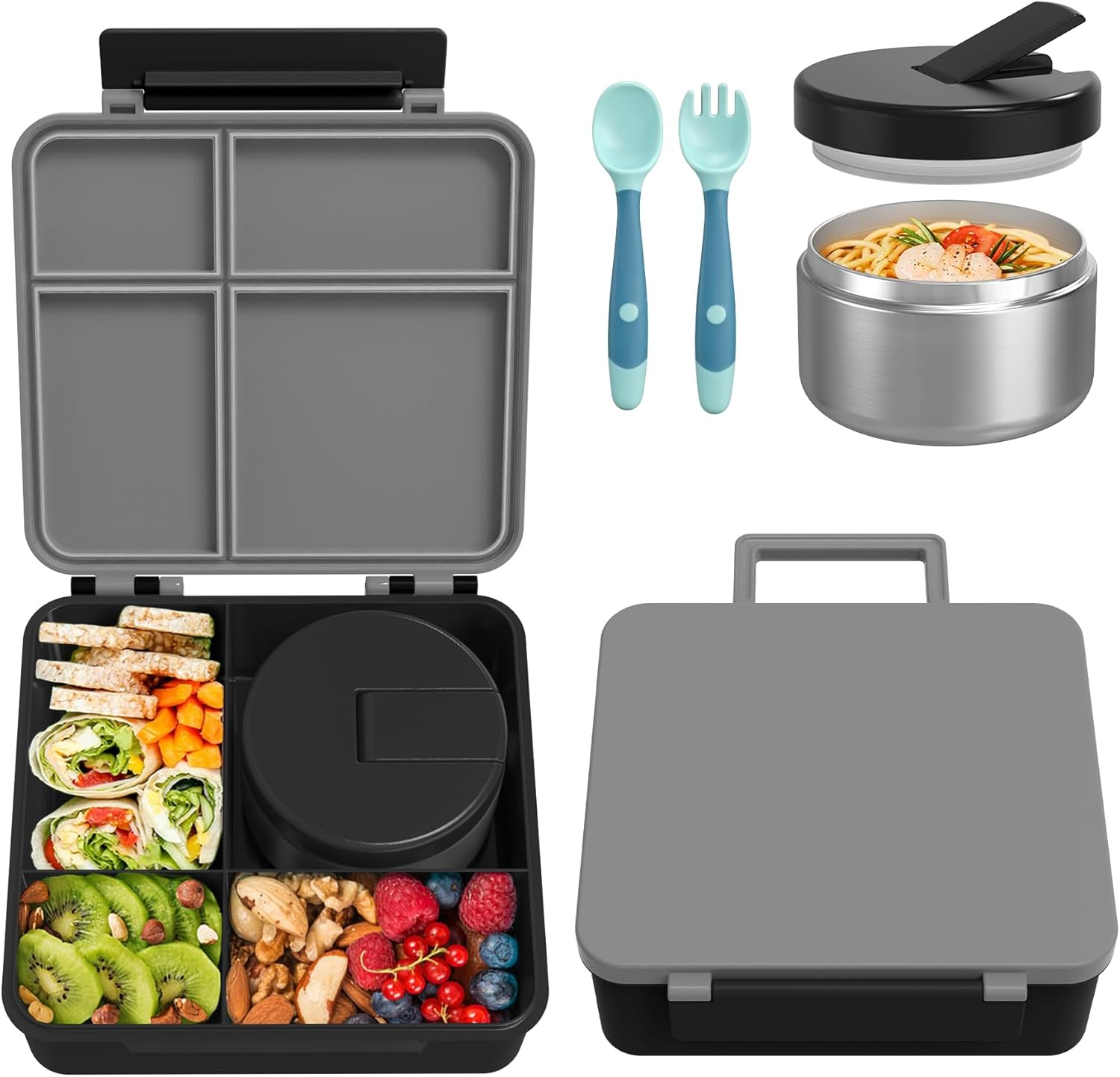 Pink 4-Compartment Bento Set with 8 oz Food Jar