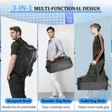 ORKELS 29L 3-in-1 Gym Bag Backpack – Waterproof Sports Duffle with Shoe & Wet Pocket for Travel and Fitness (Black)