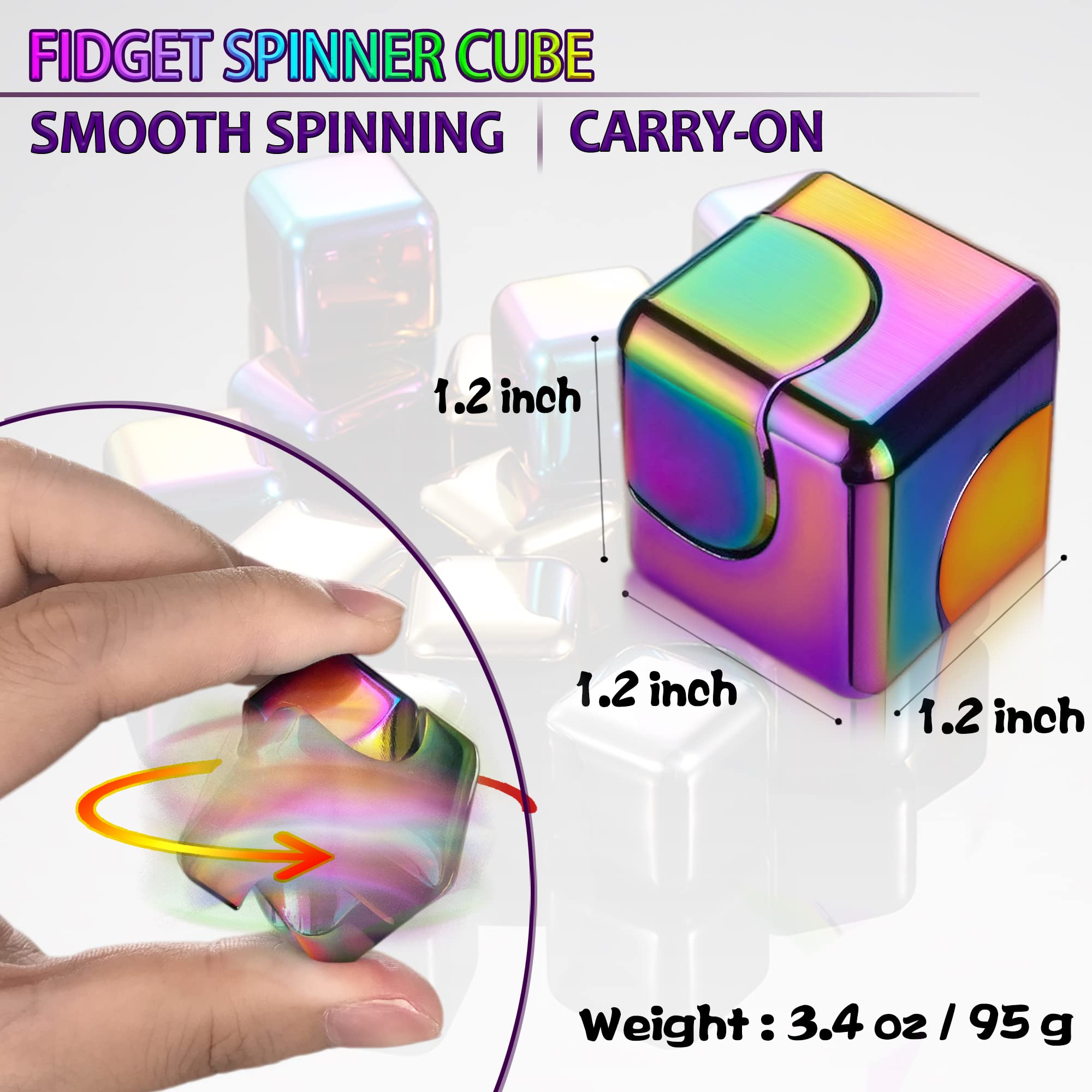 Metal Fidget Spinner Cube Stress Relief Desk Toy Silent Pocket Size ADHD Focus Gadget