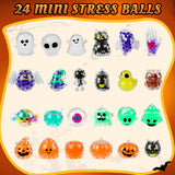24 Pack Halloween Squishy Toys – Mini Stress Balls for Kids, Non-Candy Halloween Treats & Party Favors (First Edition)