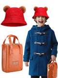 Bear Costume Accessories Set – Red Bucket Hat with Ears & Brown Makeup Bag for Halloween & Travel Fun 🐻❤️