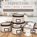 Quilted China Storage Container Set – 5-Piece Dinnerware & Glassware Protection Organizer (12 Place Settings)