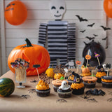 150 Pcs Halloween Cocktail Toothpicks – Bamboo Food Picks with Pumpkin, Ghost & Bat Designs