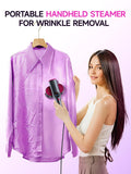 DRFLASH Rose Red 2-in-1 Professional Handheld Garment Steamer 1200W Foldable Travel Steam Iron with 7 Fabric Modes