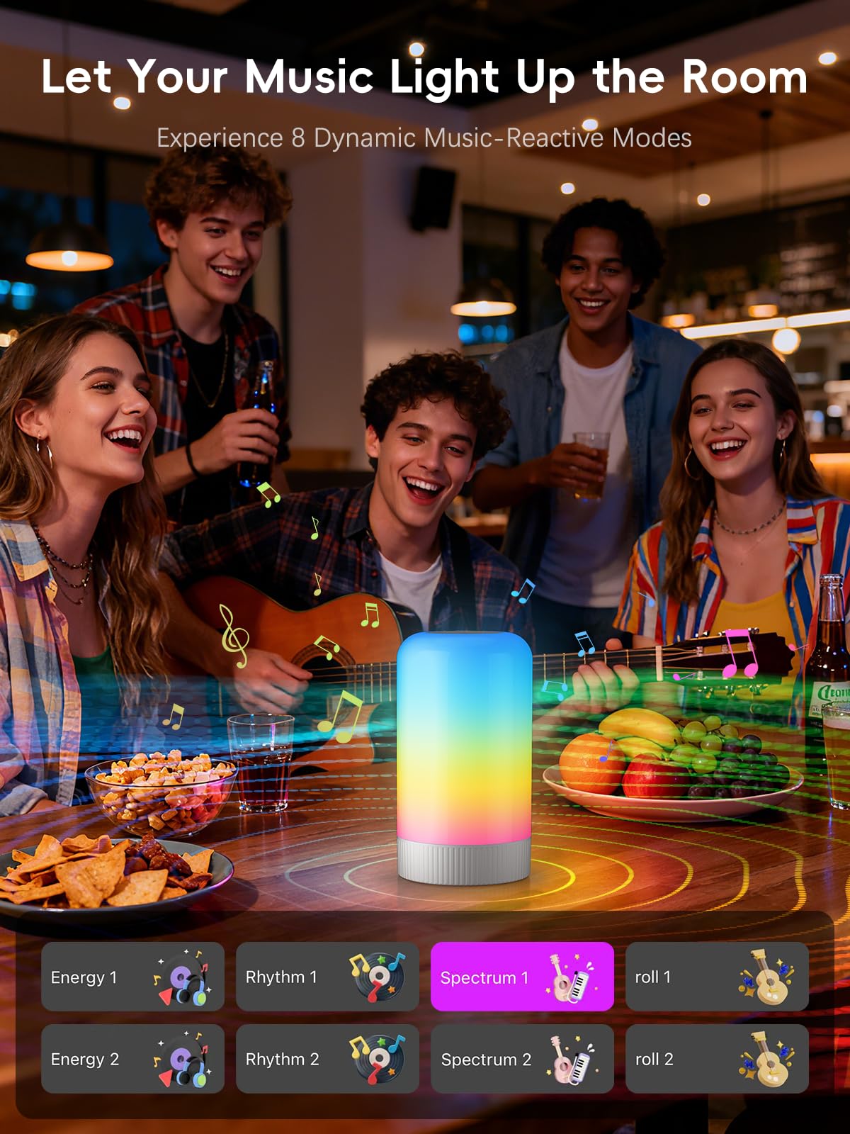 RGBICWW Smart Touch Table Lamp – 16M Colors, 500LM Dimmable Light with Music Sync & App Control