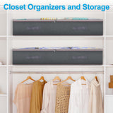 Budding Joy 90L Under Bed Storage Containers – Foldable Closet Organizer Bags with Clear Window (Grey)