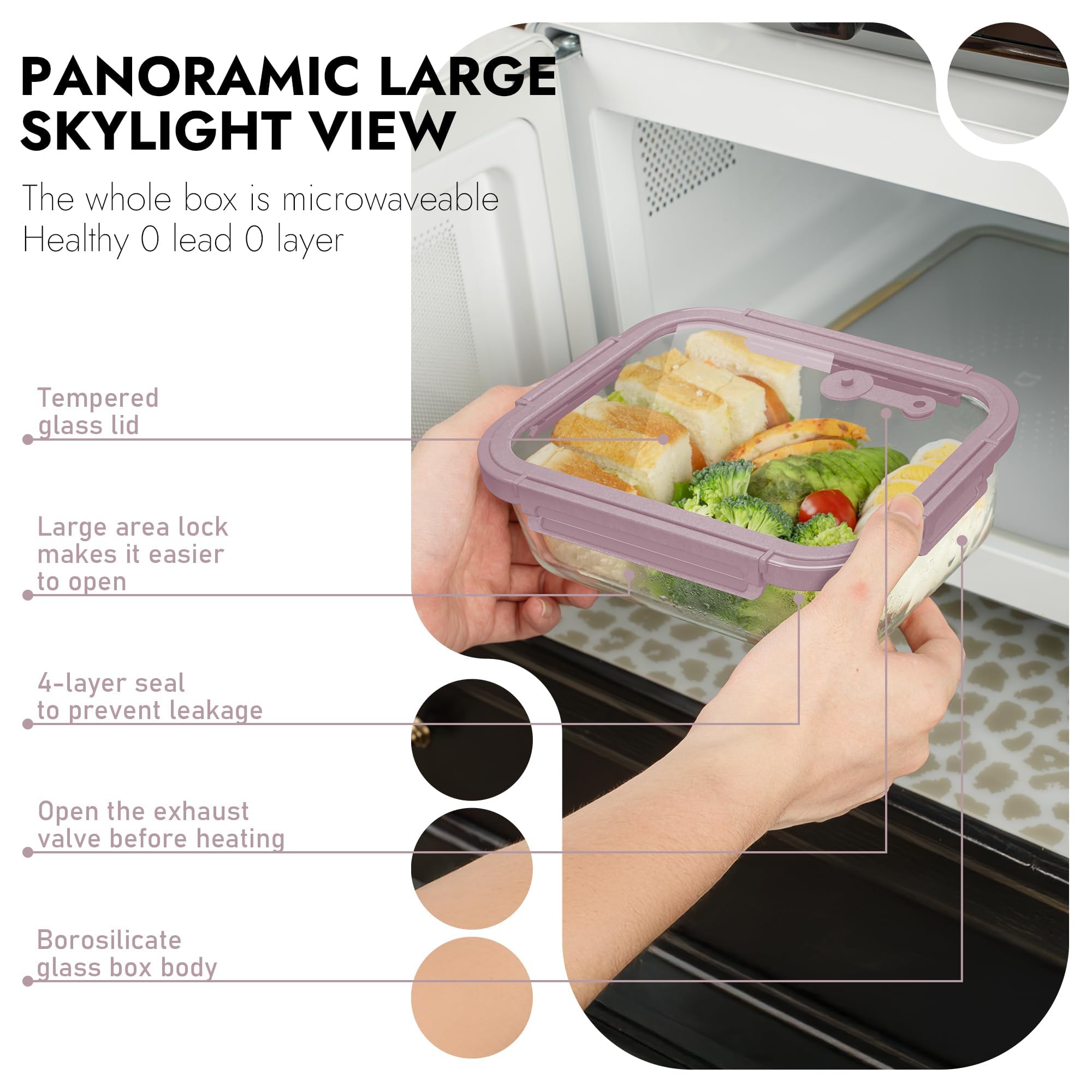 Premium 10-Piece Borosilicate Glass Food Storage Containers Set with Airtight Tempered Lids | Leak-Proof, Oven-Safe & BPA-Free