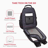 SwissGear 1900 ScanSmart 17″ Laptop Backpack – TSA-Friendly Tech Backpack with RFID Protection (Black/Black)