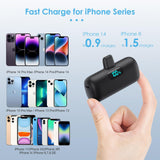 Mini 5000mAh Portable Charger for iPhone – Ultra Compact Plug-In Emergency Power Bank (Black)
