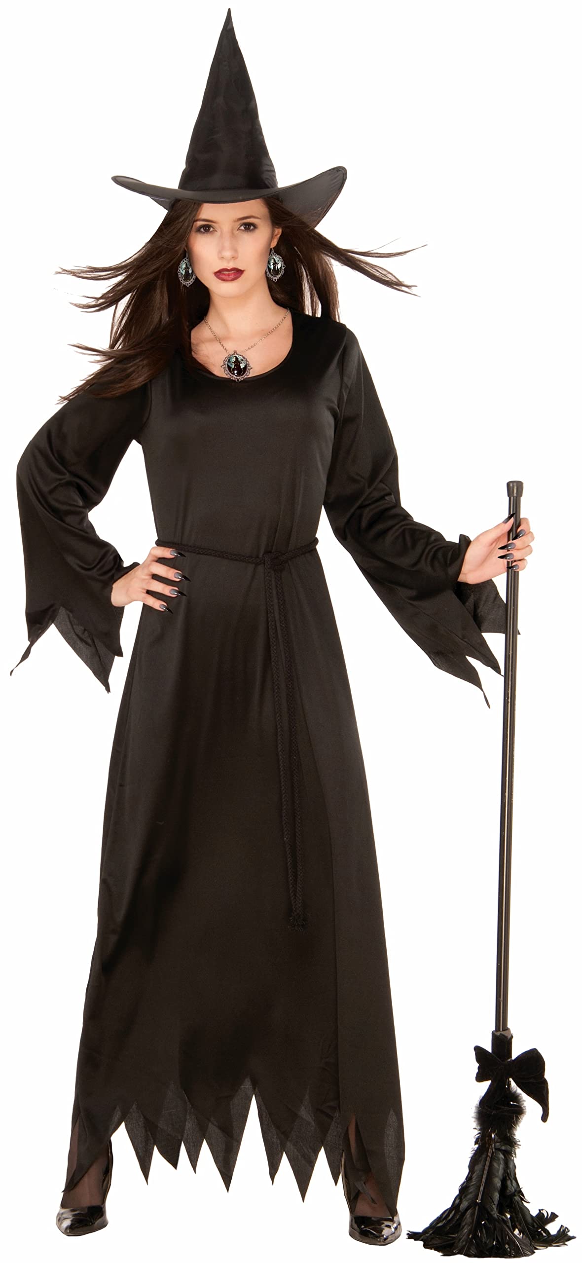 Rubie’s Long Black Witch Costume Dress for Women – Classic Halloween Witch Outfit