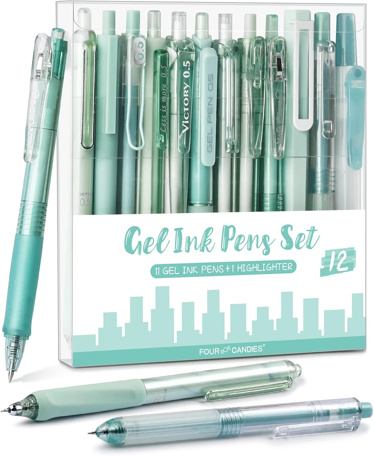 12-Piece Neutral Gel Pen Set with 0.5 mm Fine Tips