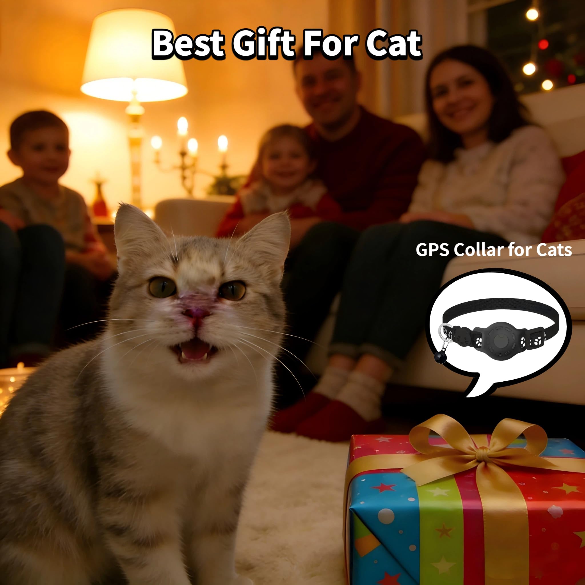 Android Cat GPS Tracker Collar, Waterproof Smart Pet Locator, No Subscription, Lightweight Find My Device Compatible Tracker