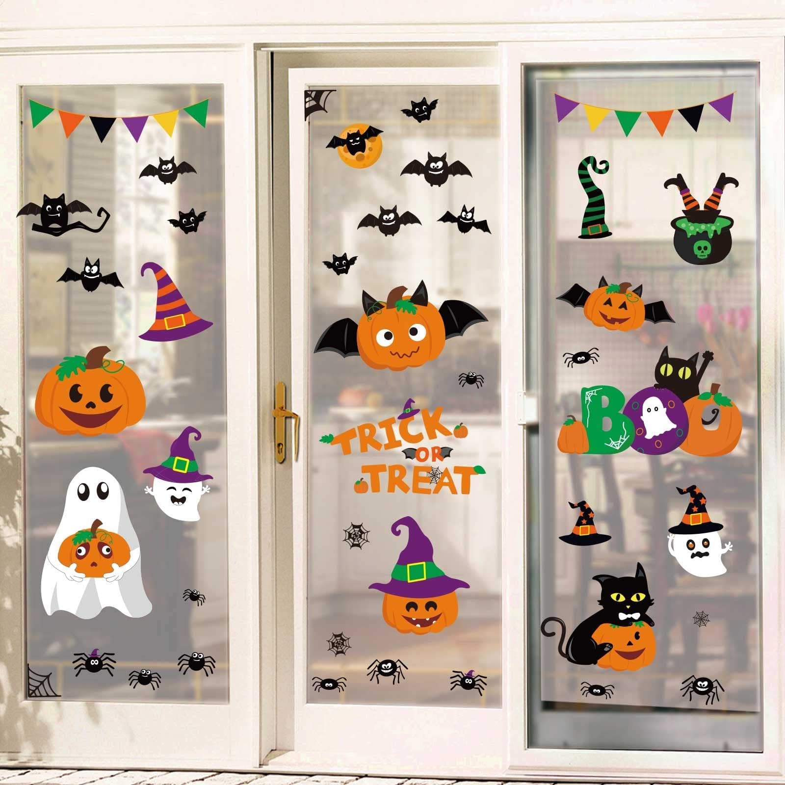 Halloween Window Clings – 44 Double-Sided Reusable Stickers for Glass Windows, Doors & Mirrors