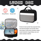 Black Grey Kids Backpack Set with Insulated Lunch Bag