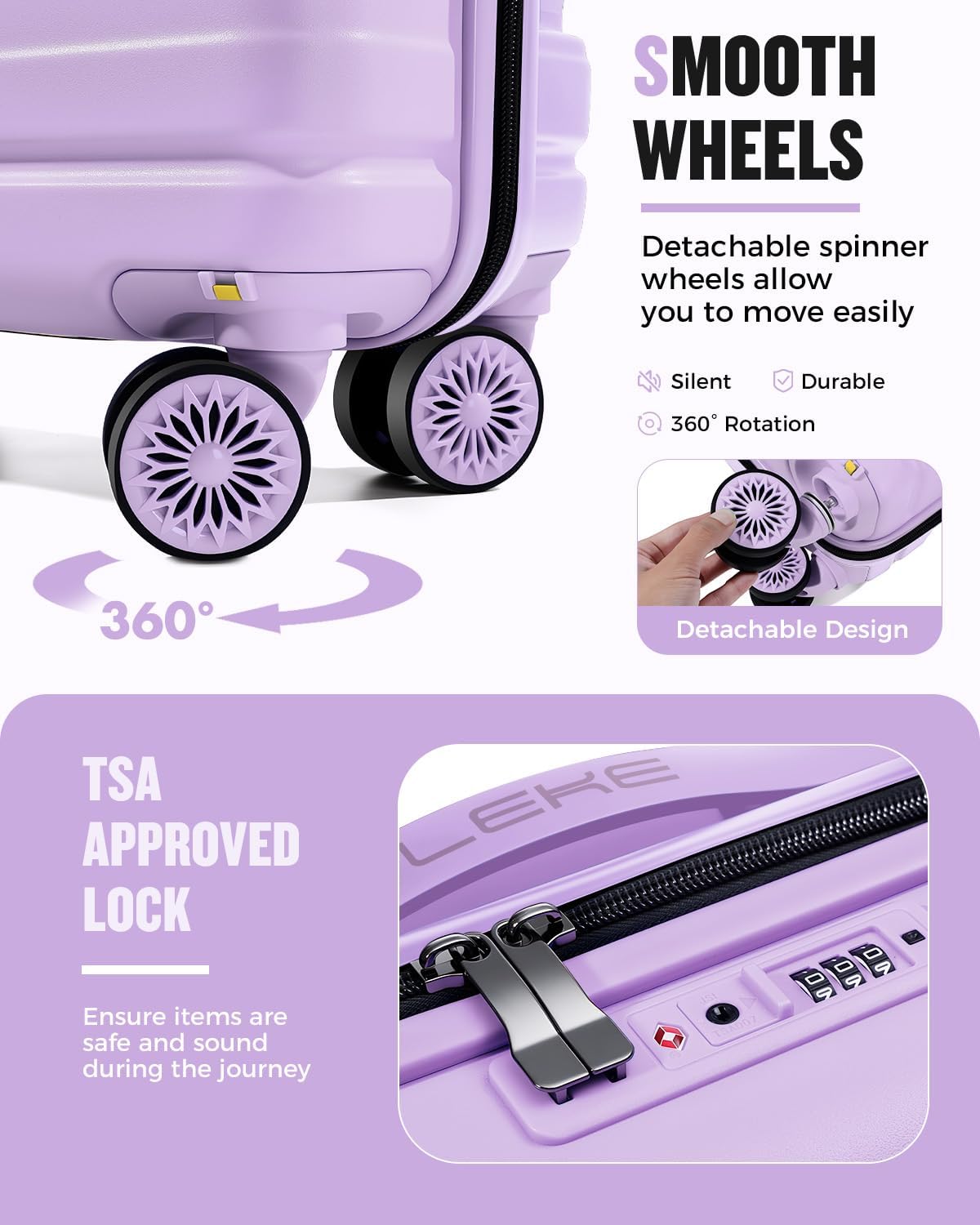 Light Purple 16-Inch Underseat Carry-On with TSA Lock