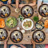 Halloween Party Plates & Napkins Set – 50 Pcs Disposable Black Tableware Kit for Spooky Celebrations