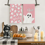 2PCS Pink Halloween Dish Towels – Soft, Absorbent & Durable Tea Towels for Kitchen Decor (18x26 Inches)