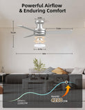 Homlit 42” Smart RGB Ceiling Fan with Music Sync, Alexa Control & Whisper-Quiet DC Motor – Silver