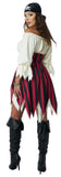 Women’s Sultry Sea Pirate Costume – Black, Red & Cream Renaissance Corset Dress with Bandana for Halloween & Parties