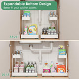 REALINN Expandable Under Sink Organizer – Adjustable 2-Tier Pull-Out Cabinet Storage System (White, 2-Pack)