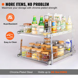 2-Tier Heavy-Duty Pull-Out Cabinet Organizer – Steel Slide-Out Pantry Shelves with Smooth Ball-Bearing Rails (18.7” W x 21” D)