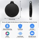 Mini Bluetooth Tracker Tag Apple Find My Compatible, Waterproof Item Locator with Sound Alert & Replaceable Battery – Black