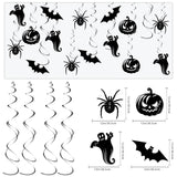 Halloween Hanging Swirl Decorations – 32-Piece Black & White Party Set with Pumpkins, Ghosts, Bats & Spiders