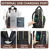 Women’s 15.6” Laptop Backpack with USB Charging Port – Large Waterproof Work & Travel Backpack with Anti-Theft Design (Beige/Black/Brown)