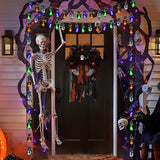 Colorful Halloween String Lights – 2 Pack 16.4FT Battery Operated LED Lights with Pumpkins, Skulls & Tombstones (8 Modes + Remote Control)