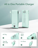 Slim 10000mAh Portable Charger with Built-In Cables & Wall Plug – Fast Multi-Device Power Bank