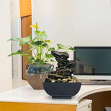 Compact Pavilion Tabletop Water Fountain with LED Orb – Indoor Zen Decor with On/Off Switch