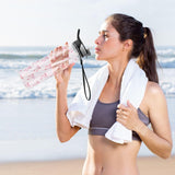 32 oz Clear Bow Tritan Water Bottle with Straw and Carry Strap
