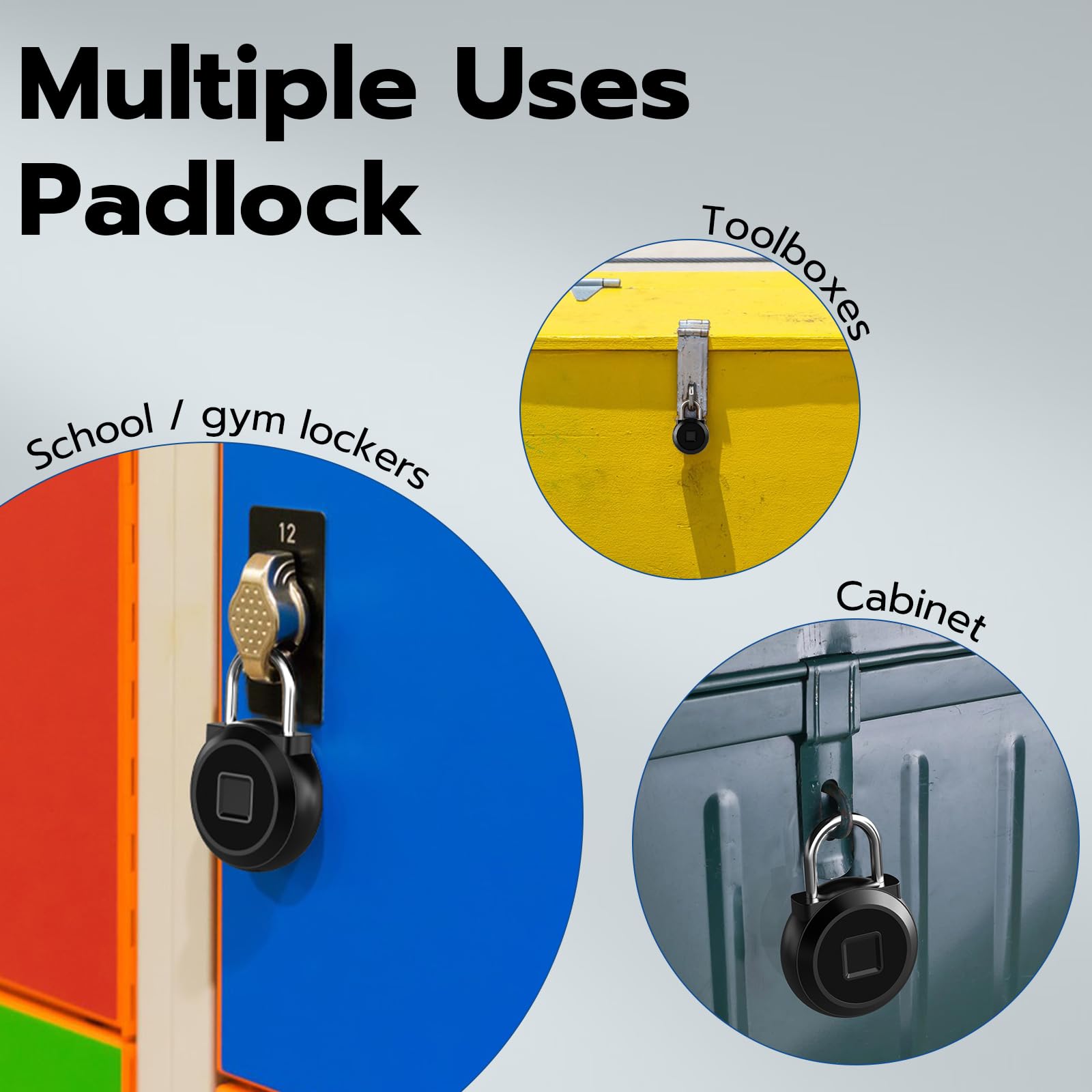 Bluetooth Fingerprint Smart Padlock, USB Rechargeable Biometric Locker Lock for Gym, School, Cabinets & Travel Bags