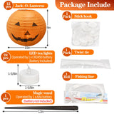 Floating Jack-O’-Lantern Halloween Lights – 12 Paper Pumpkins with 24 LED Tea Lights & Remote Control (Spooky Floating Decor)