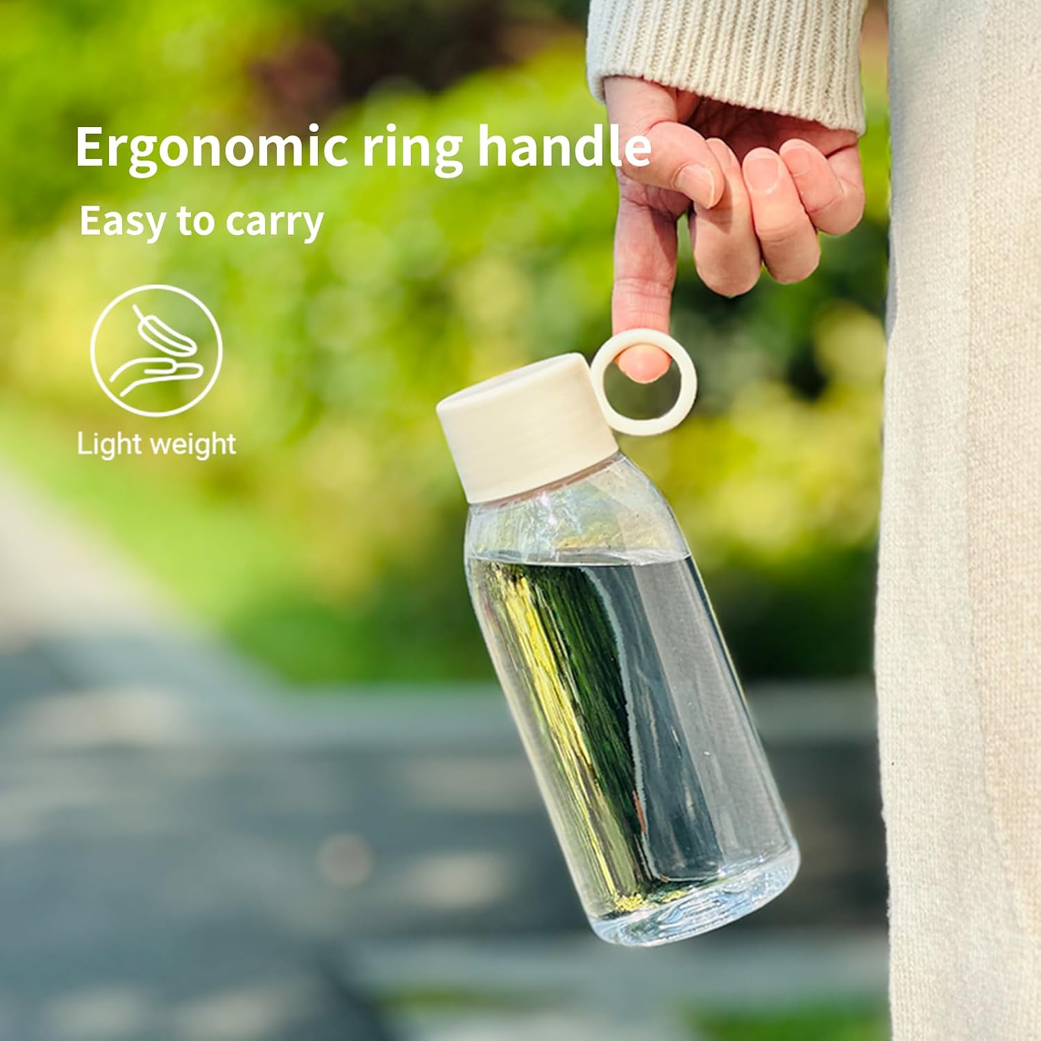22 oz Clear Tritan Water Bottle with Leakproof Lid and Carry Ring