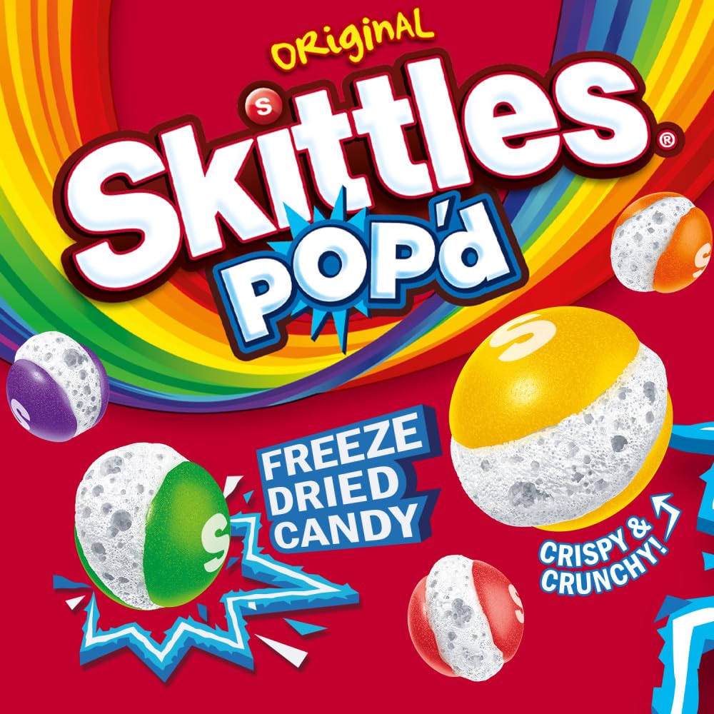 SKITTLES POP’d Originals Freeze Dried Candy – 5.5oz Crunchy Fruity Mix with Bold Flavors & Irresistible Crisp 🌈🍓🍋