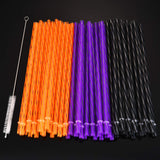 60PCS Halloween Reusable Straws with Cleaning Brush – Orange, Black & Purple Drinking Straws for Parties & Daily Use